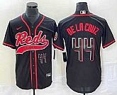 Men's Cincinnati Reds #44 Elly De La Cruz Number Black With Patch Cool Base Stitched Baseball Jersey,baseball caps,new era cap wholesale,wholesale hats